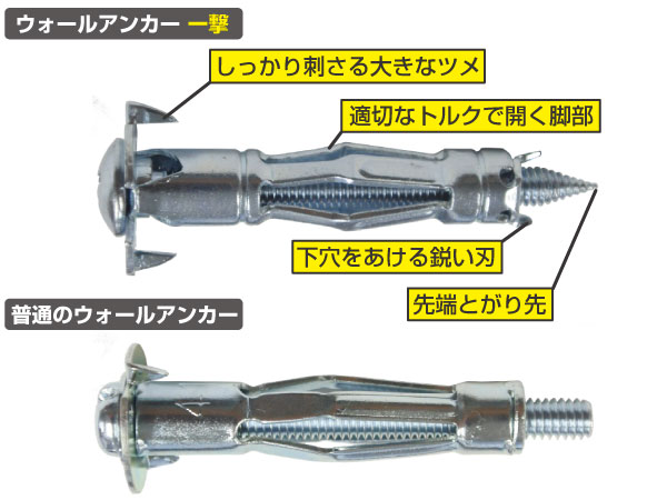 普通のウォールアンカーと一撃の違い２