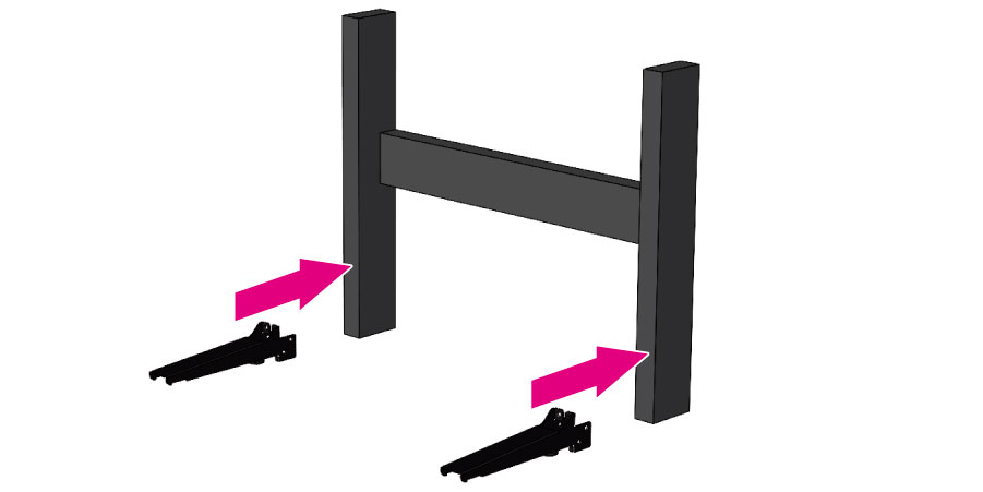 2x4材を立てる脚の取り付けイメージ